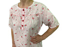 Womens 100% Cotton Short Sleeve Nightie Gown Night Sleepwear Pyjamas PJ Pajamas - Pink - 12