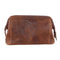 Pierre Cardin Mens Rustic Leather Toiletry Case Bag Travel - Cognac