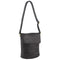 Pierre Cardin Leather Perforated Cross-Body Bag with Flap Closure - Black