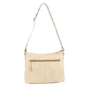 Pierre Cardin Womens Leather Perforated Cross-Body Bag with stud Detailing - Latte