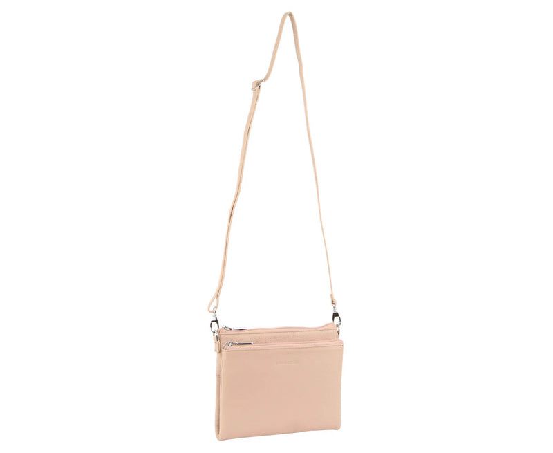 Pierre Cardin Ladies Cross Body Bag Leather Clutch Shoulder Sling Womens  - Blush