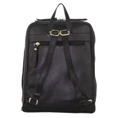 Pierre Cardin Rustic Womens Leather Backpack Bag Handbag Back Pack Travel  - Black