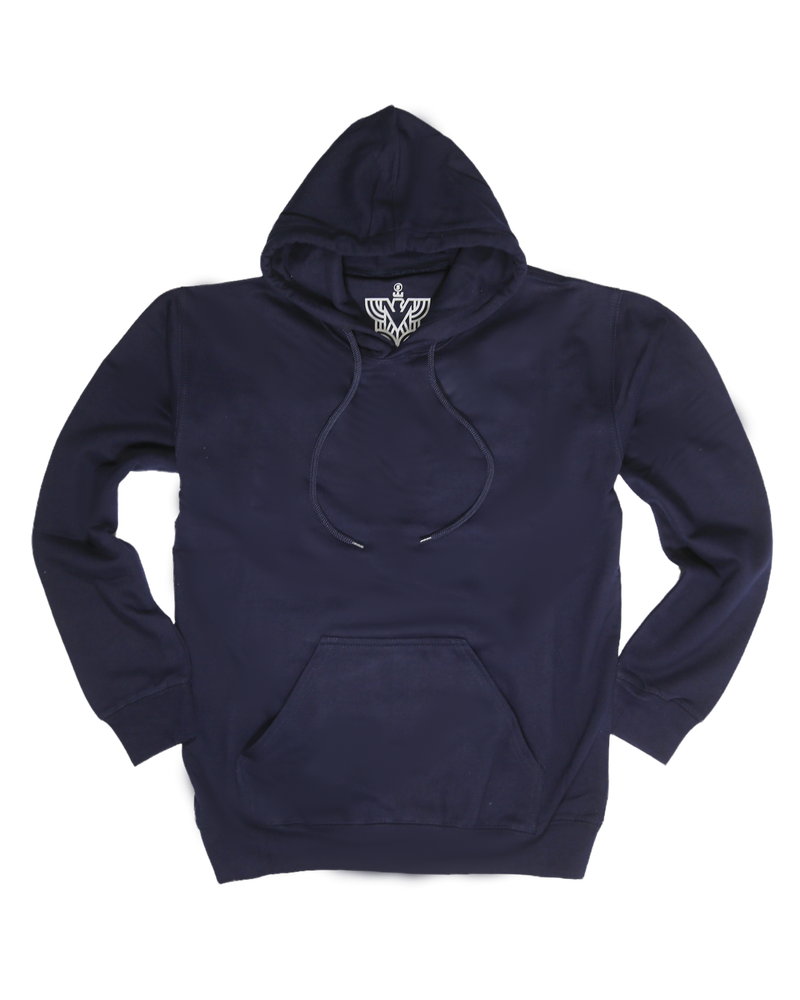 Adult Mens 100% Cotton Fleece Hoodie Jumper Pullover Sweater Warm Sweatshirt - Navy