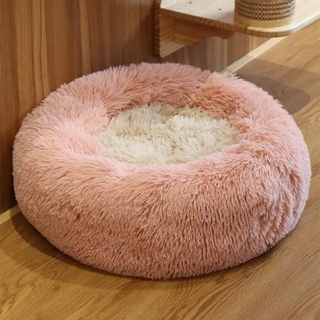 XXL-80cm pink PawfectFriend Dog Pet Cat Calming Bed Plush Beds Large Fluffy Donut Comfy Cushion Puppy Mat