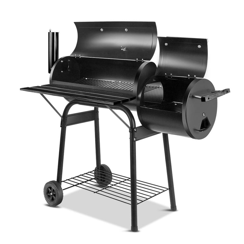 2 in1 BBQ Smoker Charcoal Grill Roaster Portable Offset Outdoor Camping Barbecue