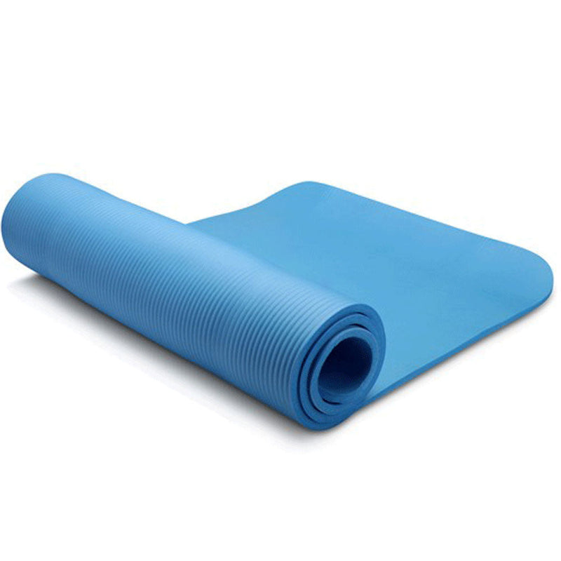 10mm Extra Thick NBR Yoga Mat Gym Pilates Fitness Exercise - blue