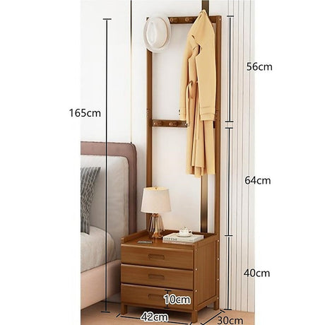 Wooden Hall Stand Modern Style Minimalist Home Floor Coat Rack with Drawer