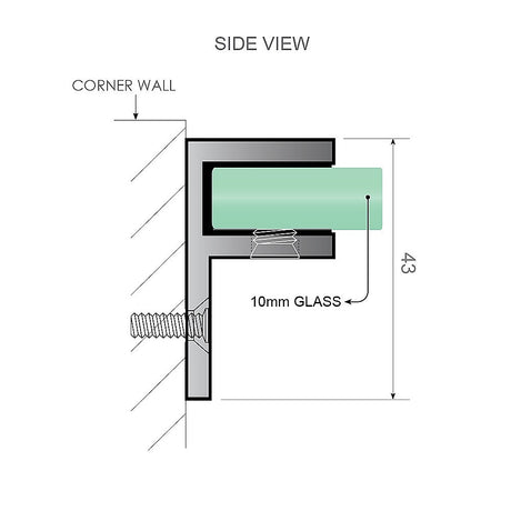 100cm Frameless Glass Bath Screen with Brass Brackets - Chrome