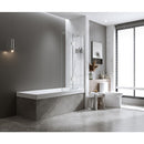 100cm Frameless Glass Bath Screen with Channel and Stainless Steel Hinges- Nickel