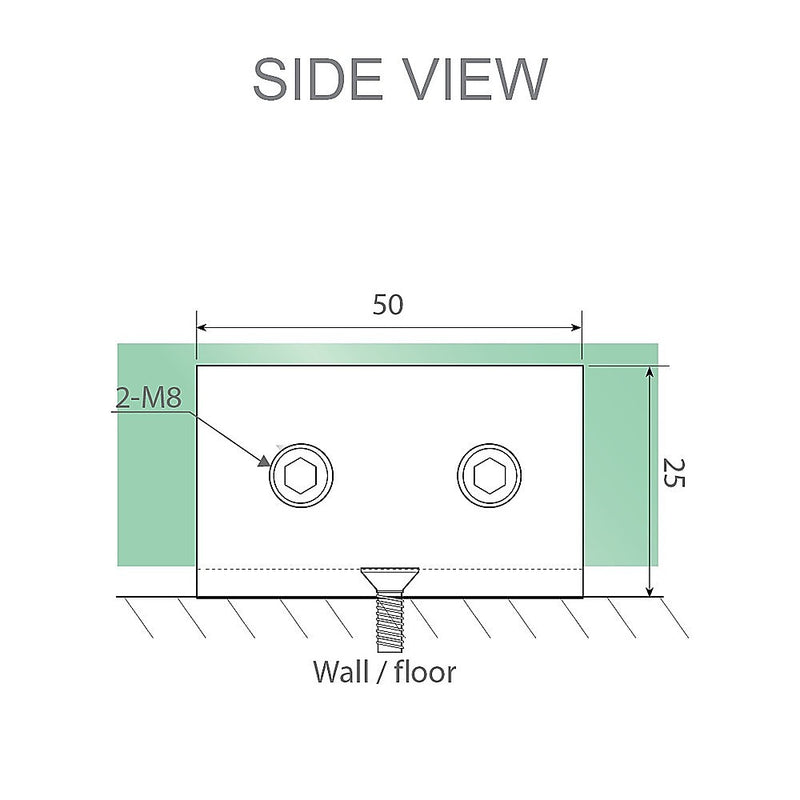 100cm Wall to Wall Frameless Shower Screen with Black Brackets and SS Hinges, Round Knob Handle