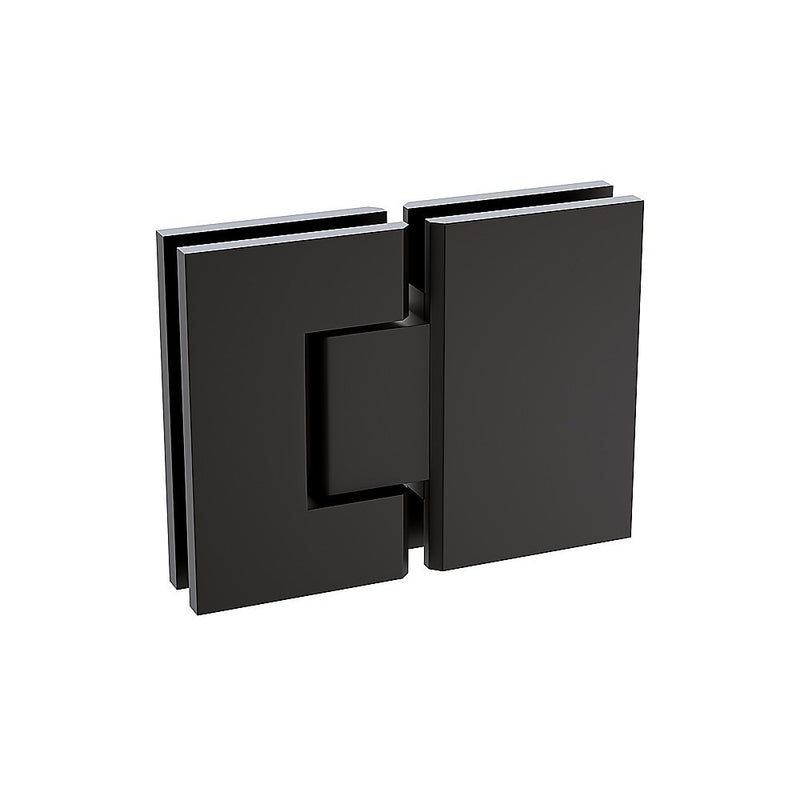 100cm Wall to Wall Frameless Shower Screen with Black Brackets and SS Hinges, Square Double Pull Handle