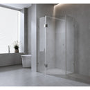 100cm Frameless Diamond Shower Screen with Black Brackets and SS Hinges, Square Knob Handle