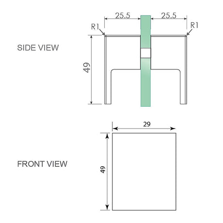 100cm Frameless Diamond Shower Screen with Chrome Brackets and SS Hinges, Square Double Pull Handle