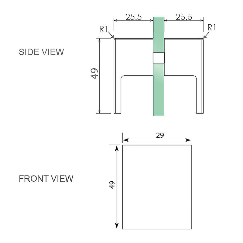 100cm Frameless Diamond Shower Screen with Channels and SS Hinges - Black