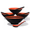 (12 Piece) Ramen Noodle Bowl with Spoon and Chopsticks Black Red