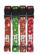 Christmas Dog Collars Adjustable Large Green Snow Flakes