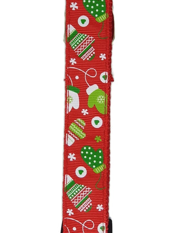 Christmas Dog Collars Adjustable Medium Red Mittens