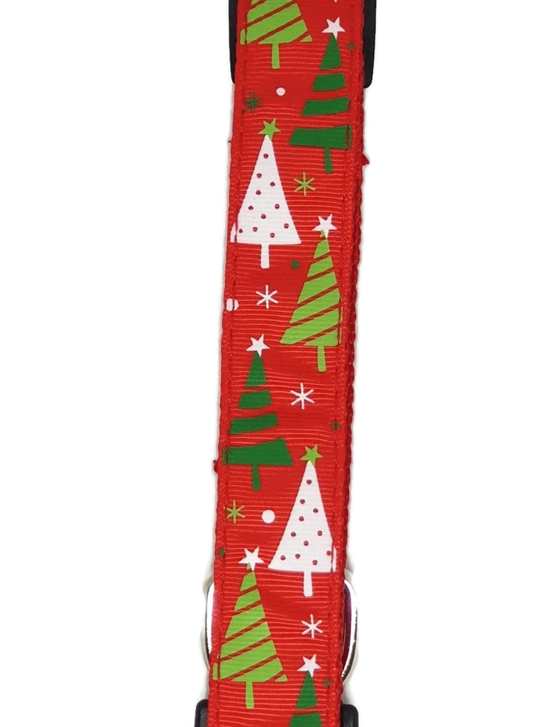 Christmas Dog Collars Adjustable X-Large Red Xmas Trees