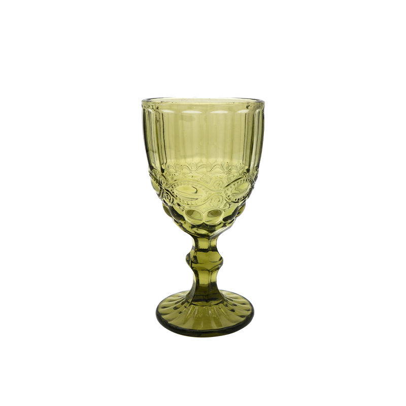 Faubourg Embossed Wine Glass - 310ml Green