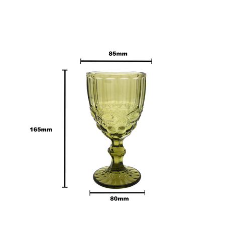 Faubourg Embossed Wine Glass - 310ml Green