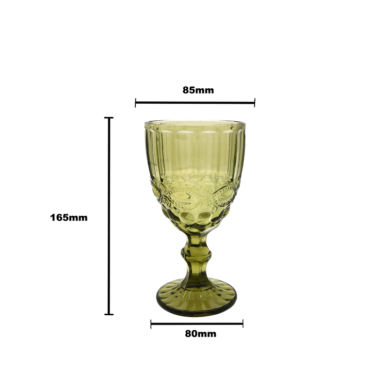 Faubourg Embossed Wine Glass - 310ml Green