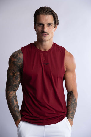 MEN'S CREW COTTON TANK BURGANDY