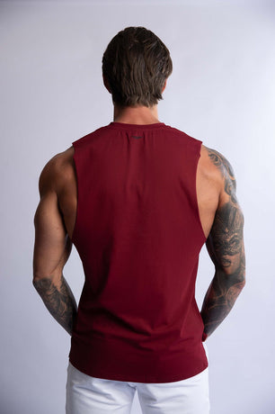 MEN'S CREW COTTON TANK BURGANDY