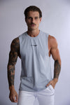 MEN'S CREW COTTON TANK STEEL BLUE