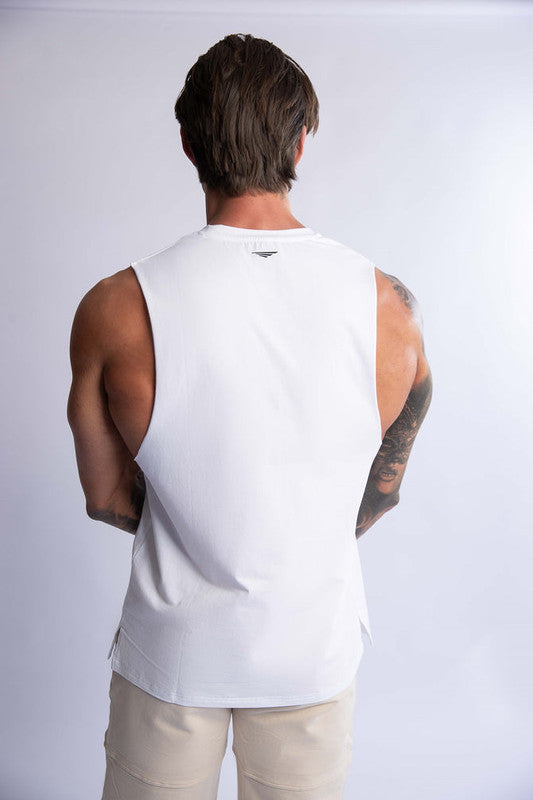 MEN'S CREW COTTON TANK WHITE