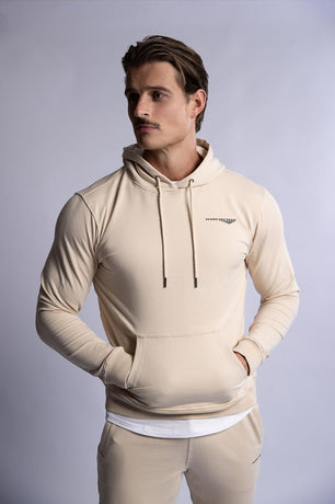 SLIM FIT TERRY HOODIE BEIGE