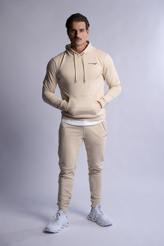 SLIM FIT TERRY HOODIE BEIGE