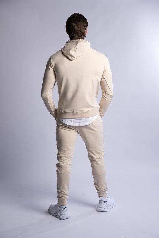 SLIM FIT TERRY HOODIE BEIGE