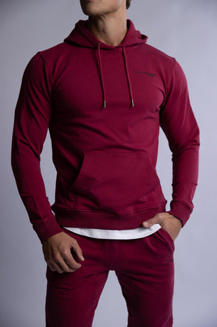 SLIM FIT TERRY HOODIE BURGUNDY