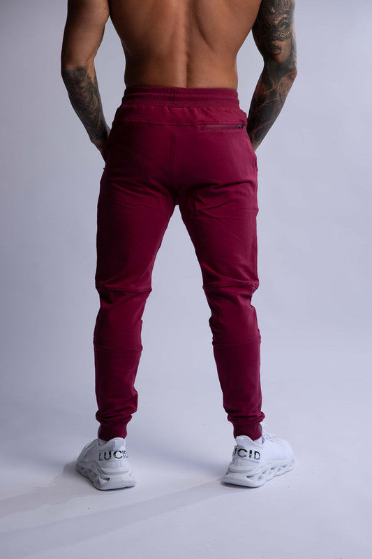 SLIM FIT TERRY JOGGERS BURGUNDY