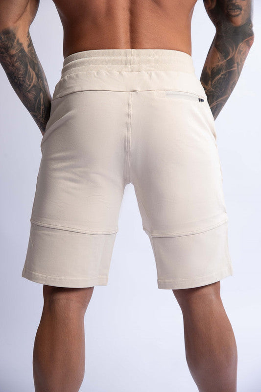 SLIM FIT TERRY SHORTS BEIGE