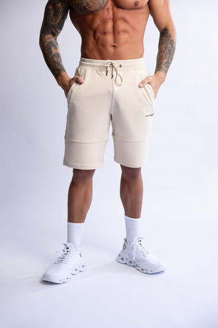 SLIM FIT TERRY SHORTS BEIGE