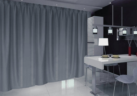 Long Blockout Curtains 590x273cm PINCH PLEAT+ Hooks High Level Fabric Grey Blue