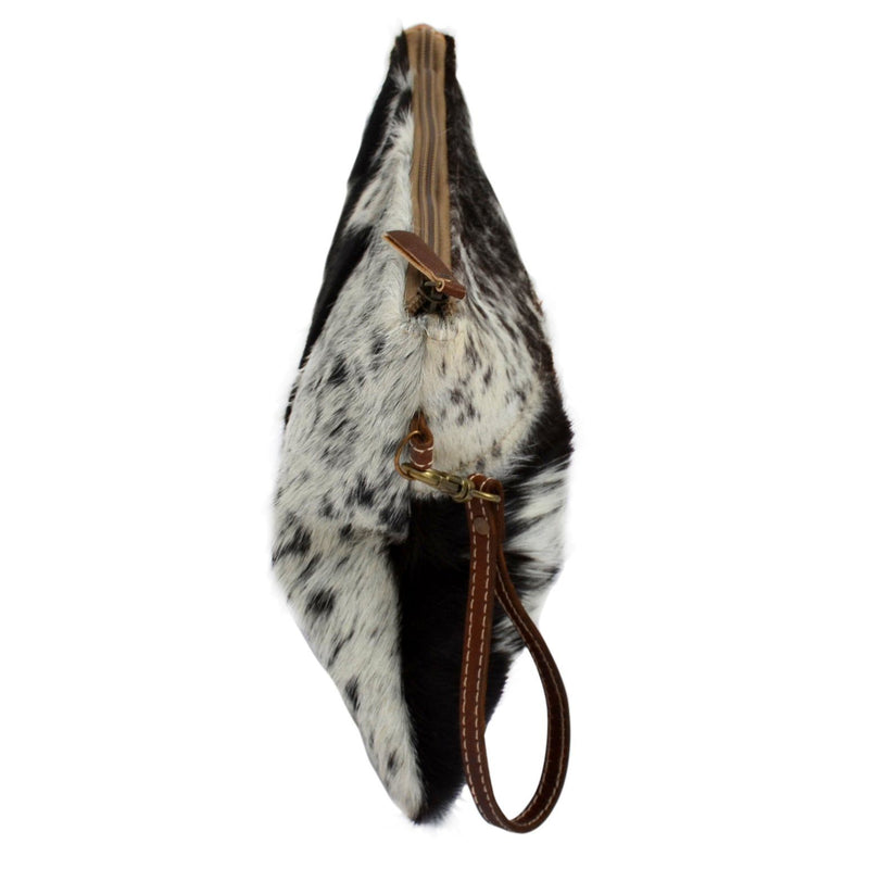 EVERYDAY COWHIDE ZIP CLUTCH BAG