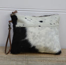 EVERYDAY COWHIDE ZIP CLUTCH BAG