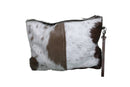 DARK COWHIDE ZIP CLUTCH BAG