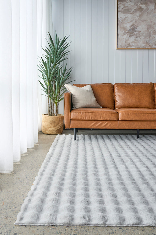 Bubble Washable Rug - Silver 140X70Cm