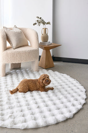 Bubble Washable Rug - White 100X100Cm