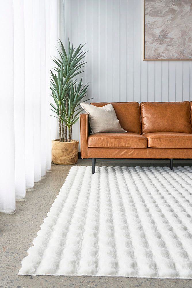 Bubble Washable Rug - White 270X180Cm