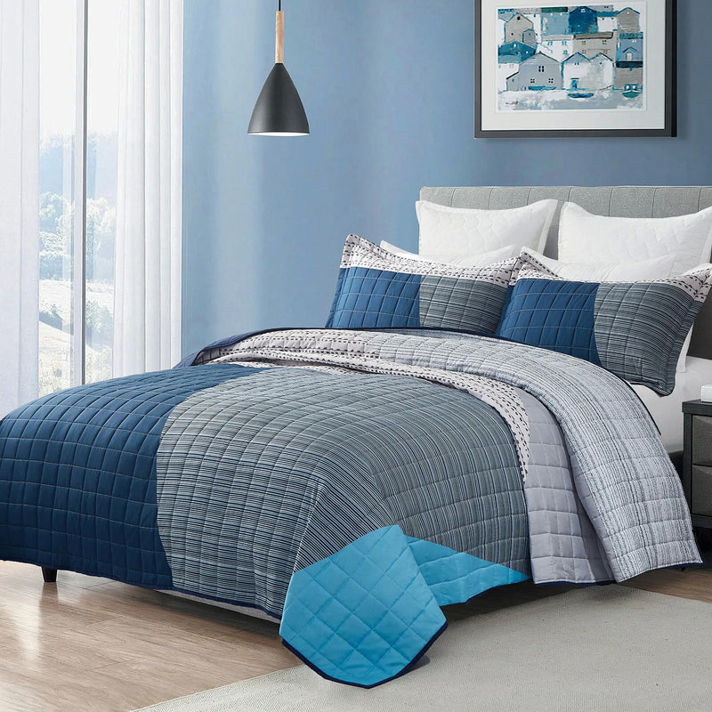 Harmonious Quilted Coverlet and Pillowcases Set: Unites Comfort and Aesthetics