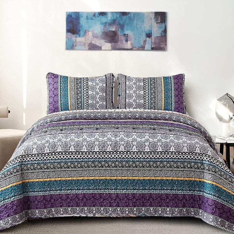 Aesthetic Quilted Bedspread and Pillowcases Set: Unify Your Bedroom's Look