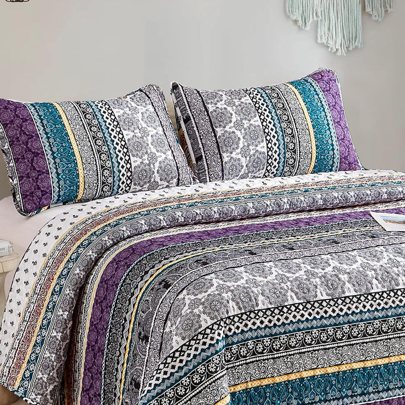 Aesthetic Quilted Bedspread and Pillowcases Set: Unify Your Bedroom's Look