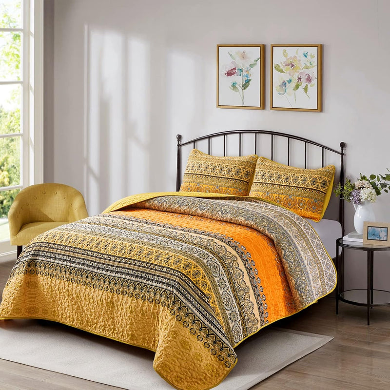 Lively Quilted bedspread and pillowcovers set: Add Vibrancy to Your Room