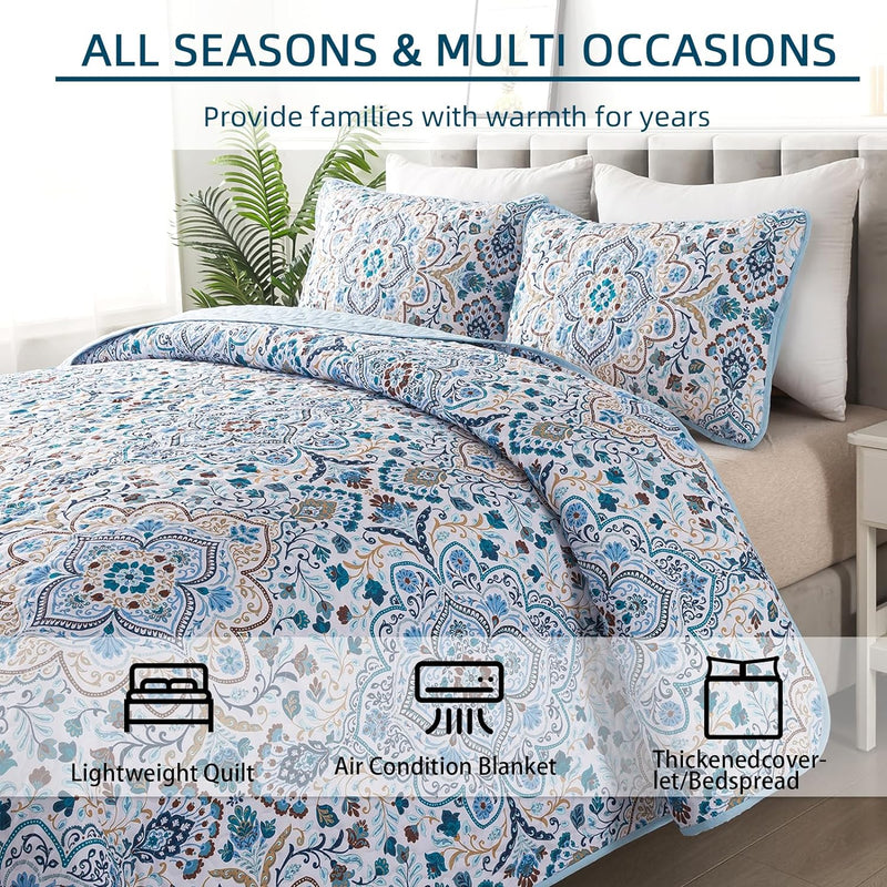 Tasteful Quilted Bedspread and Pillowcases Set: Subtle Sophistication for Your Space