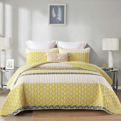 Ornate Quilted coverlet and pillowcovers set: Embellished Beauty