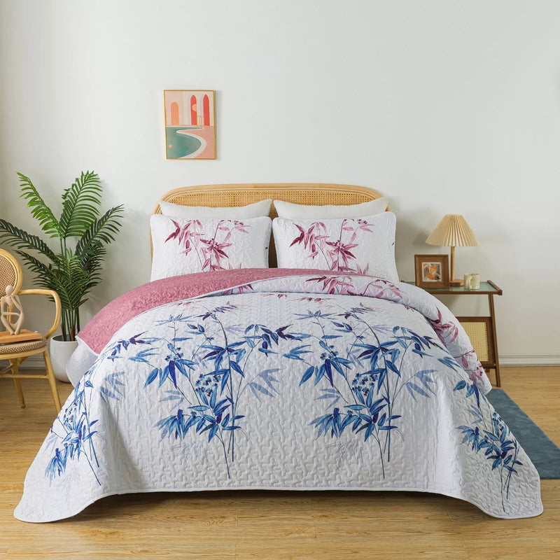 Floral Quilted bedspread and pillowcovers set: Embrace Nature Indoors